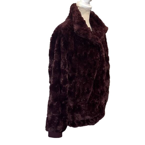 Sanctuary merlot Faux Fur Jacket With Pockets - Size L  - NWOT - Picture 5 of 11